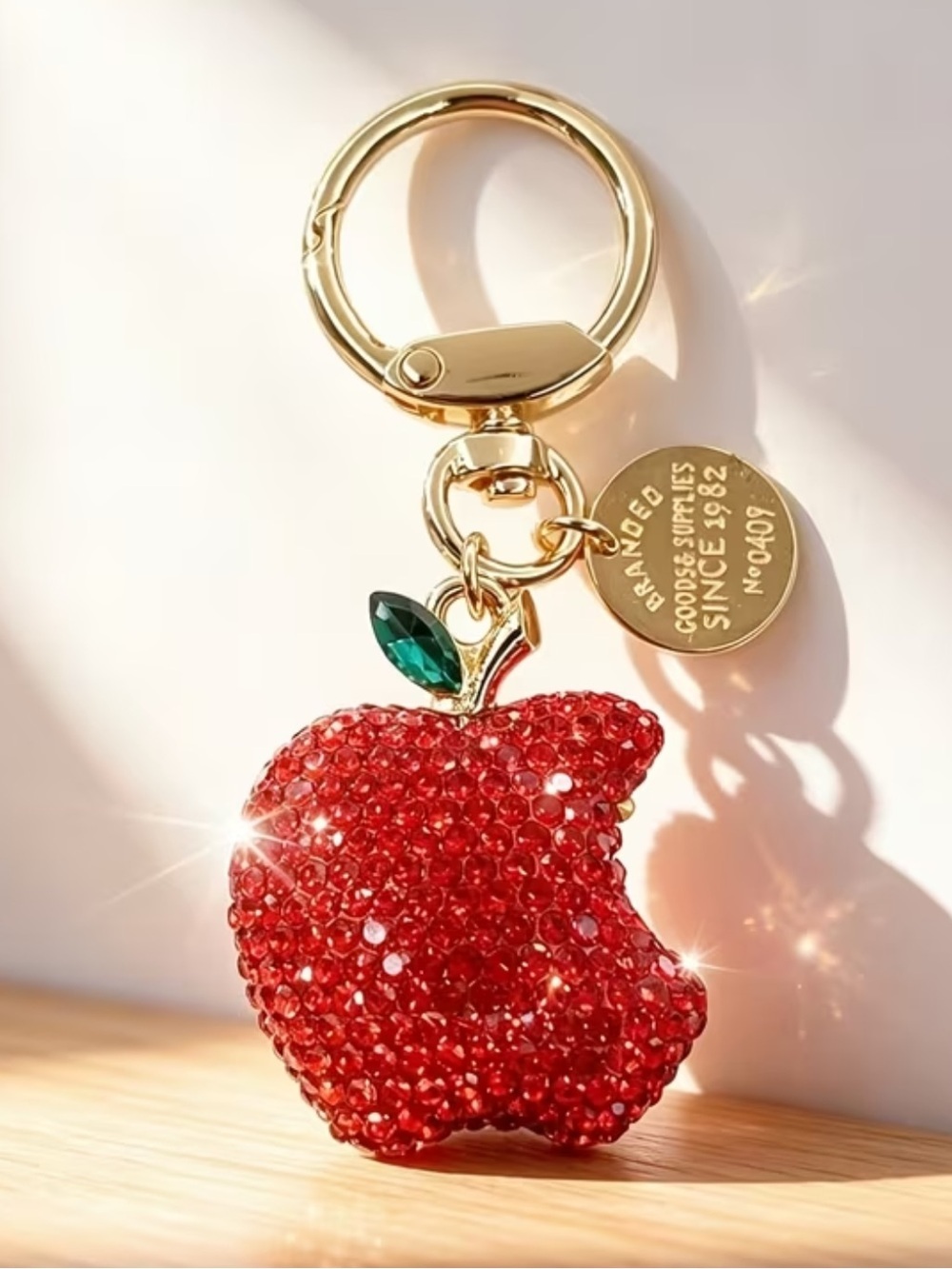 Red Apple rhinestone purse charm/ keychain!